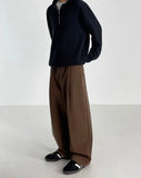 WIAOFELLAS  -  Autumn Winter Men's Cotton Wide Leg Floor Suit Pants Korean Casual Loose Straight  Thicken Full Length Trousers Male Keep Warm