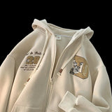 WIAOFELLAS  -  With Hat Hoodies Men Casual Baggy Letter Embroidery Cozy Soft Hooded Outwear Handsome Streetwear Fashion Daily American Style