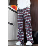 WIAOFELLAS  -  casual pants  men New Autumn Men Plaid Pants Loose Straight Leg Casual Trousers Trendy Youth Fashion Comfortable