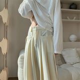 Wiaofellas  -  New Streetwear Mens Trendy High Waist Trousers Summer Vintage Pleated Loose Pockets Wide Leg Pants Solid Color Men Casual Pants