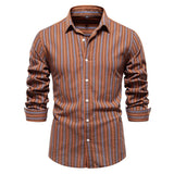 WIAOFELLAS  -  Autumn New Men's Versatile Fashion Stripe Long Sleeved Shirt