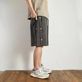 WIAOFELLAS  -  Summer new breasted shorts Men's summer short shorts High street trend loose casual quarter pants medium pants