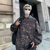 WIAOFELLAS  -  New American leopard-print baseball suit male loose luffian handsome pu leather color jacket