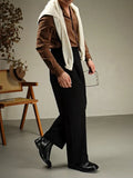Wiaofellas  -  Fashionable Pleated Suit Trousers Loose Fit Bottoms For Male Mens Old Money Style Autumn Solid Color Pants Daily Outdoor