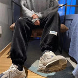 Wiaofellas  -  Winter Fleece Baggy Harem Sweatpants For Men 2026 New Korean Fashion Drawstring Trousers Y2K Vintage Streetwear Joggers Pants