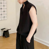 Wiaofellas  -  Mens Deconstructed Side Button Asymmetry Dark Y2k Vest Street Fashion Niche Youth Trend Breath Tank Top Men'S Clothing New