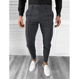 WIAOFELLAS  -  New Men's Business Casual Skinny Stretch Slim Fit Pencil Pants Trousers Fashion Waterproof Elasticity Waist Solid Jogging Pants