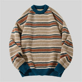 WIAOFELLAS  -  Men Smooth Striped Sweater Winter Knitted Jumpers Pullover Men Streetwear Hip Hop Harajuku Japan Style Patchwork Grey Sweaters