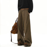 WIAOFELLAS  -  American Style Vintage Wide Leg Cargo Pants Men's Baggy Fashion High Street Overalls Coffee Streetwear Male Mopping Trousers