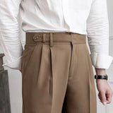 WIAOFELLAS  -  High Waist Men Dress Pants Trousers Spring Autumn New British Style Straight Slim Fit Suit Pant Solid Casual Fashion Men Clothes