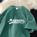 WIAOFELLAS  -  New Summer Cotton Short-sleeved Shirt Men Women Loose Versatile Fashion English Printing Trend Round Neck Half-sleeved Aesthetic