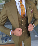 WIAOFELLAS  -  New Solid Color Men's Suit Peak Lapel Slim Fit Casual Set Groom Tailor Made Three Pieces (Blazer+Pants+Vest)