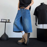 WIAOFELLAS  -  Niche Design Men's Jeans Rivets Decoration Washing Solid Color Straight New Loose Wide Leg Male Denim Pants Stylish