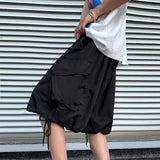 WIAOFELLAS  -  Khaki 7-point Men Summer Thin Japanese Workwear Wide-leg Loose Over-knee Shorts