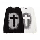 WIAOFELLAS  -  American High Street Dark Heavy Cotton Long Sleeve T-shirt Men Women Fashion Brand Spring Autumn Loose Fit Top Graphic T Shirts