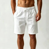 Wiaofellas  -  Men American Summer Linen Shorts Thin Cotton Linen Loose Plus Size Casual Five Inch Drawstring Shorts
