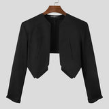 WIAOFELLAS  -  Men Blazer Solid Color Open Stitch Long Sleeve Streetwear Casual Irregular Suits Men Fashion Thin Crop Coats S-5XL