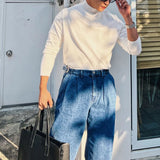 Wiaofellas  -  Korean Fashion Turtleneck Slim Sweaters Mens Casual Solid Color Bottoming Knit Tops Men Spring Fall Stylish Long Sleeve Sweater
