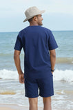 WIAOFELLAS  -  Men s Summer Clothes Solid Color Short sleeve Henley Shirt Elastic Waist Drawstring Pants 2 Pieces Loungewear Set