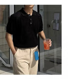 WIAOFELLAS  -  Cooling Polo Shirt Men 3D Honeycomb Knit Tech Breathable Fabric Oversized Collar Streetwear Essentials