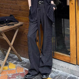 WIAOFELLAS  -  Mens Trousers With Straps Drapes Casual Pants Streetwear Fashion Dark Personality Versatile Straight Pants Men'S Clothing 2025