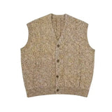 WIAOFELLAS  -  Autumn and winter American retro niche vest lazy men and women sleeveless loose knitted versatile sweater cardigan vest