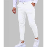 Wiaofellas  -  Men's Burgundy Slim Fit Chino Pants Stretch Skinny Trousers with Button Closure