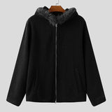 WIAOFELLAS  -  Men Hoodies Plush Patchwork Hooded Long Sleeve Zipper Male Sweatshirts Streetwear Loose Fashion Casual Men Jackets S-3XL