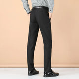 WIAOFELLAS  -  Men Formal Dress Pants Straight Slim Fit Business Casual Trousers Black Navy Blue Multiple