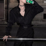 WIAOFELLAS  -  Spring And Summer Men's Solid Color Stitching Long-Sleeved Shirt Retro Fashion Trend High Street Loose Casual Niche Men's Tops