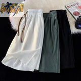 Wiaofellas  -  Men's Plus Size Pleated Ice Silk Quick-Dry Shorts Summer Lightweight Beach Loose Sports Casual Mid-Length Pants