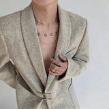 WIAOFELLAS  -  Trendy Men's Shoulder Pads Pockets Metal Plate Design Loose Coats Fashion Lapel Long Sleeves Casual Jackets Male