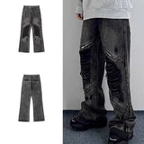 Wiaofellas  -  Grunge Clothes Y2K Streetwear Washed Black Baggy Ripped Stacked Jeans Pants For Men Kanye Old Luxury Hip Hop Loose Trousers