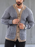 Wiaofellas  -  Knitwear Mens Vintage Sweatercoats Autumn Casual Long Sleeve Button V Neck Knit Jackets Men Fashion Patchwork Sweater Cardigans