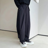 WIAOFELLAS  -  New Spring Men's Black Casual Pants  Japanese Style Double-layer Folded Design Niche Trousers High Waist Wide Leg Pants