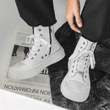 WIAOFELLAS  -  Sneakers For Men High Top Canvas Shoes PU Leather Vulcanized Shoes Platform Casual Sneakers Outdoor High Quality Sports Shoes 46