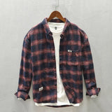 Wiaofellas  -  Classic Long Sleeve Red Plaid Shirt Men Spring Fall Daily Loose Casual Shirts 4XL Pure Cotton Button Up Shirt Men Fashion Top