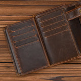 WIAOFELLAS  -  High Quality Genuine Leather Card Wallet Men Women RFID Genuine Leather Short Wallet Multi Cards Slots Button Man Purse