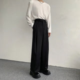 WIAOFELLAS  -  Black Suit Pants Men Oversized Fashion Social Mens Dress Pants Korean Loose Straight Wide Leg Pants Mens Office Formal Trousers