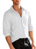 2025 New Jacquard Long Sleeve Button Cardigan Jacket Men's Solid Color Casual Sports Loose Men's Shirt