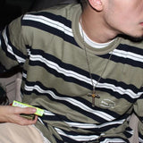 WIAOFELLAS  -  American Retro Trendy Contrasting Striped Round Neck Long-Sleeved T-Shirt Casual Hip-Hop Street Vibe Tops For Men Women Couples