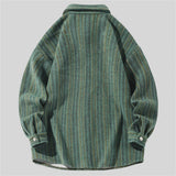 WIAOFELLAS  -  Large Size Harajuku Corduroy Shirts Men Loose Casual Shirt Mens Striped Long Sleeve Shirts Male Spring Autumn Men Clothing 5XL