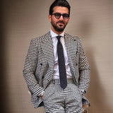 Wiaofellas  -  Men Suits for Wedding Plaid Slim Fit Groom Tuxedo Double Breasted Bridegroom Suit 2 Pcs (Jacket + Pants)