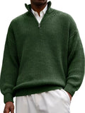 Wiaofellas  -  Autumn Winter Men Zipper Polos Collar Sweater Solid Sweatshirts Pullover Men's Knitted Loose Tees Shirt Oversized Tops S-5XL