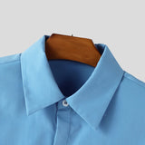WIAOFELLAS  -  Men Shirt Solid Color Lapel Long Sleeve Loose Casual Male Crop Tops Streetwear Korean Style 2026 Fashion Men Clothing