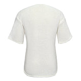 Wiaofellas  -  Mens Hollow Casual Knitted Tops Genderless Summer New Fashion Vacation White Loose Breathable Short Sleeve T-Shirt Unisex