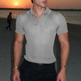 WIAOFELLAS  -  Men Shirt Hollow Out Lapel Short Sleeve Transparent Male Shirts Solid Streetwear Summer 2025 Fashion Casual Camisas