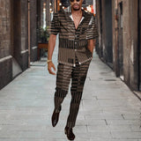 WIAOFELLAS  -  Short Sleeve Shirt Button Tops+Trousers Men 2Pcs Set Suit 3D Chic Harajuku Vintage Printing Summer Hawaii Beach Cardigan Outfits