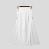 Wiaofellas  -  Men's Pants Mesh Patchwork Button Lace Up Joggers Wide Leg Pants For Man Streetwear Loose Stylish Casual Trousers