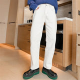 WIAOFELLAS  -  Fashion Men's Black White Jeans New Spring Casual Korean Straight Ankle Length Pants Tide Denim Trousers Tide 2Y2022